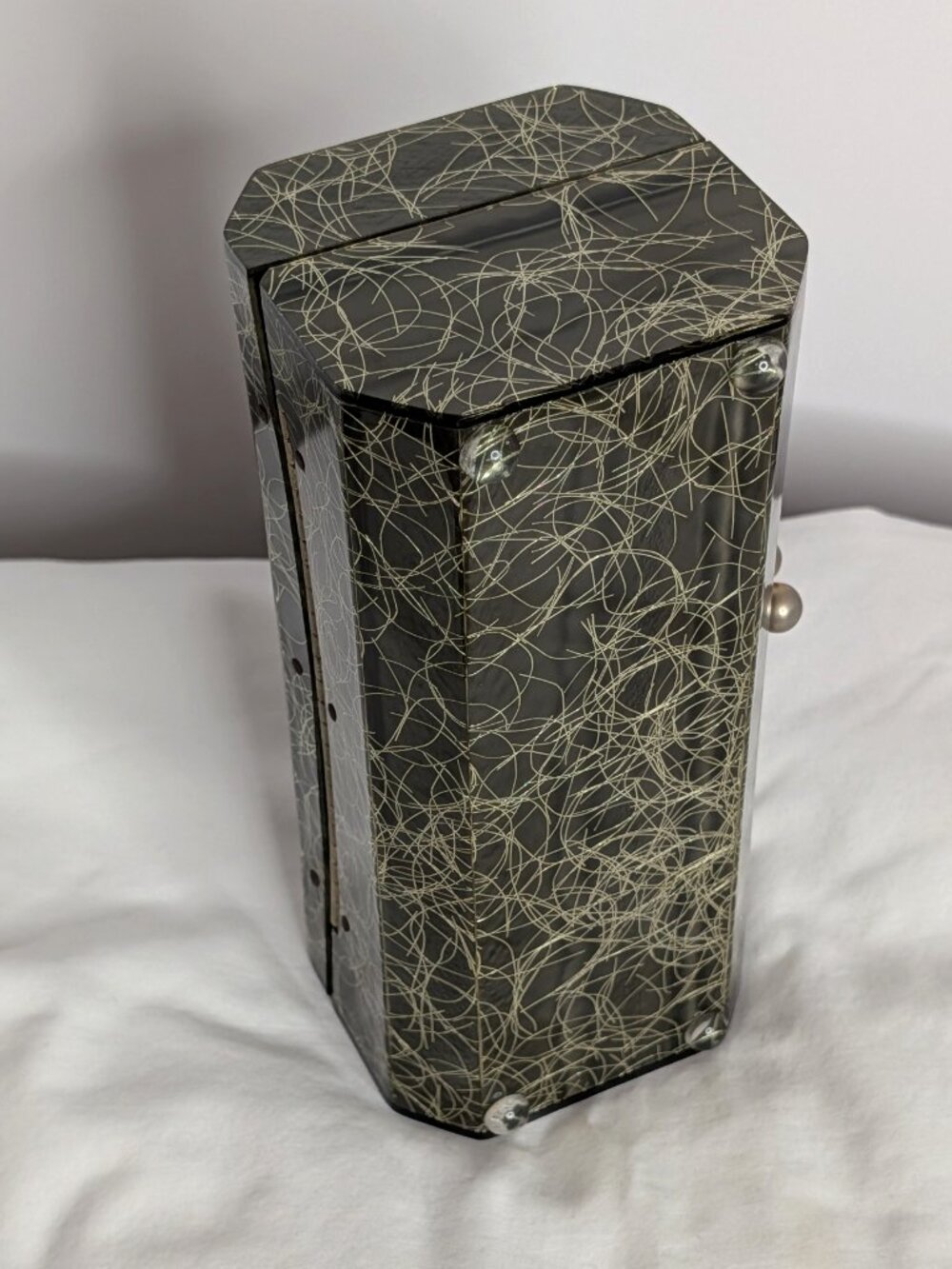 Wow PATRICIA OF MIAMI Dark Olive & Gold Streak Lucite Purse 1950s, VG Condition - Picture 6 of 8